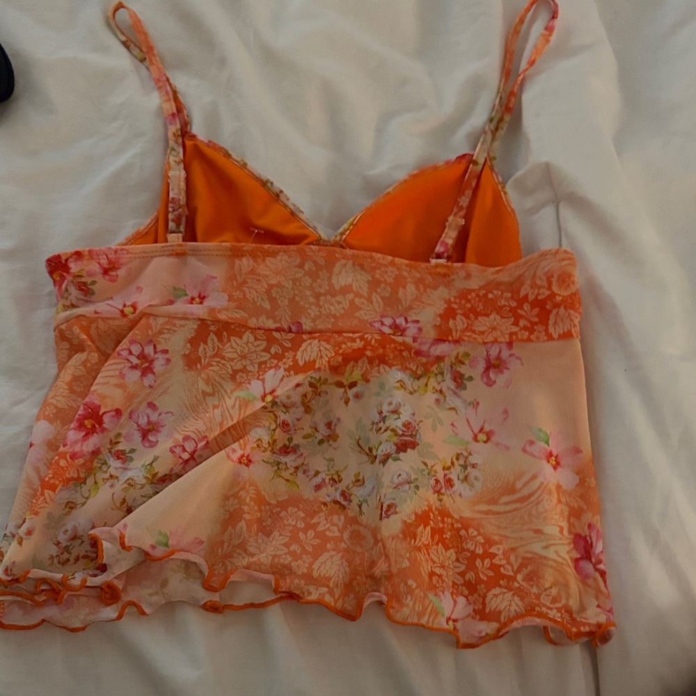 Target Floral Ruffle Camisole - Orange & Pink - Picture 2 of 3